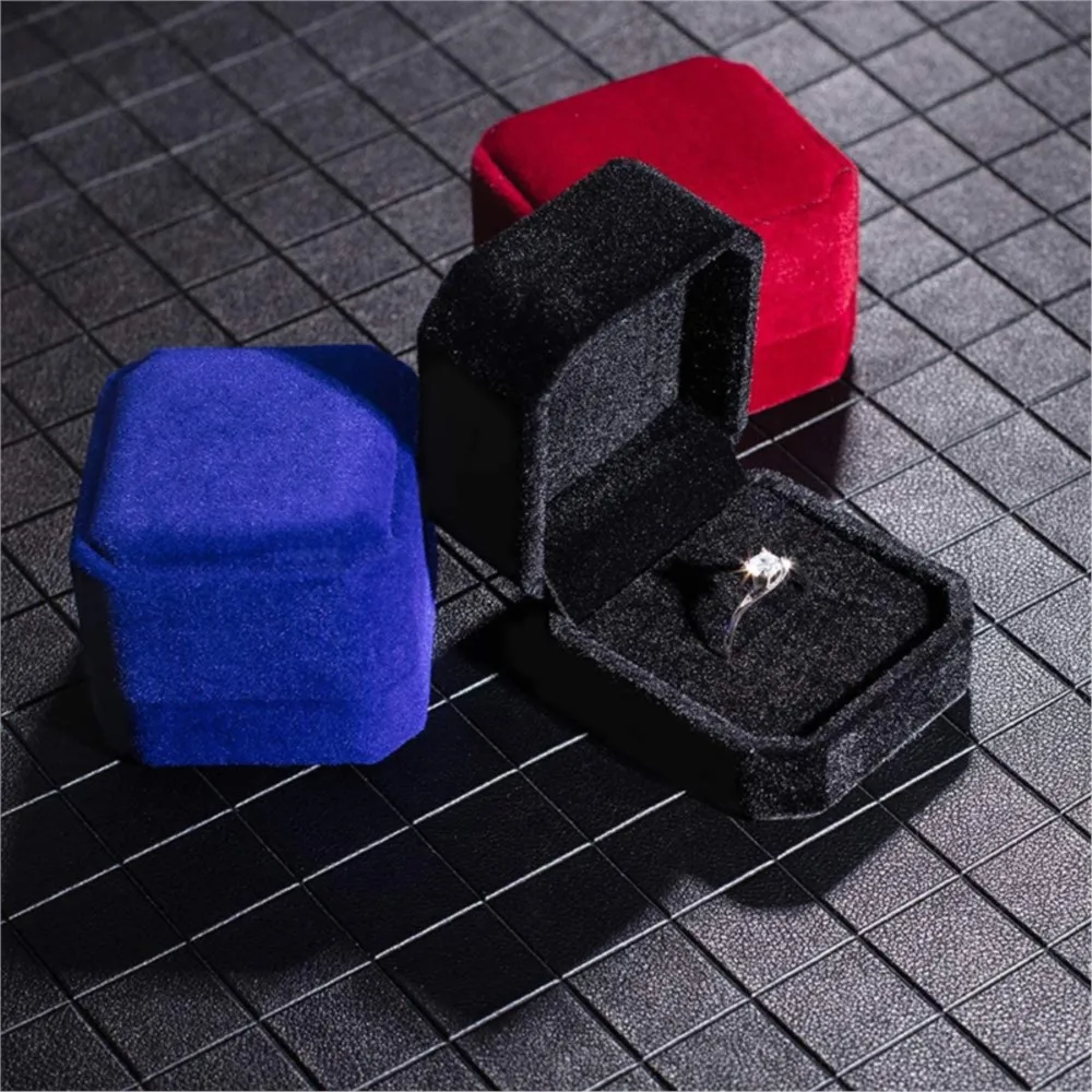Square Engagement Velvet Earring Ring Packaging Box Jewelry Organizer Valentine Day Gift Case Ring Display Storage Wholesale - Image 5