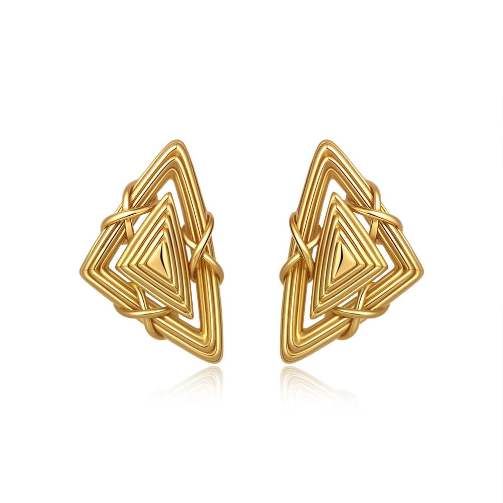 Vintage Texture Gold Plated Stainless Steel Earrings for Women Geometric Circle Twist Statement Earring Fashion Jewelry Bijoux - Image 28