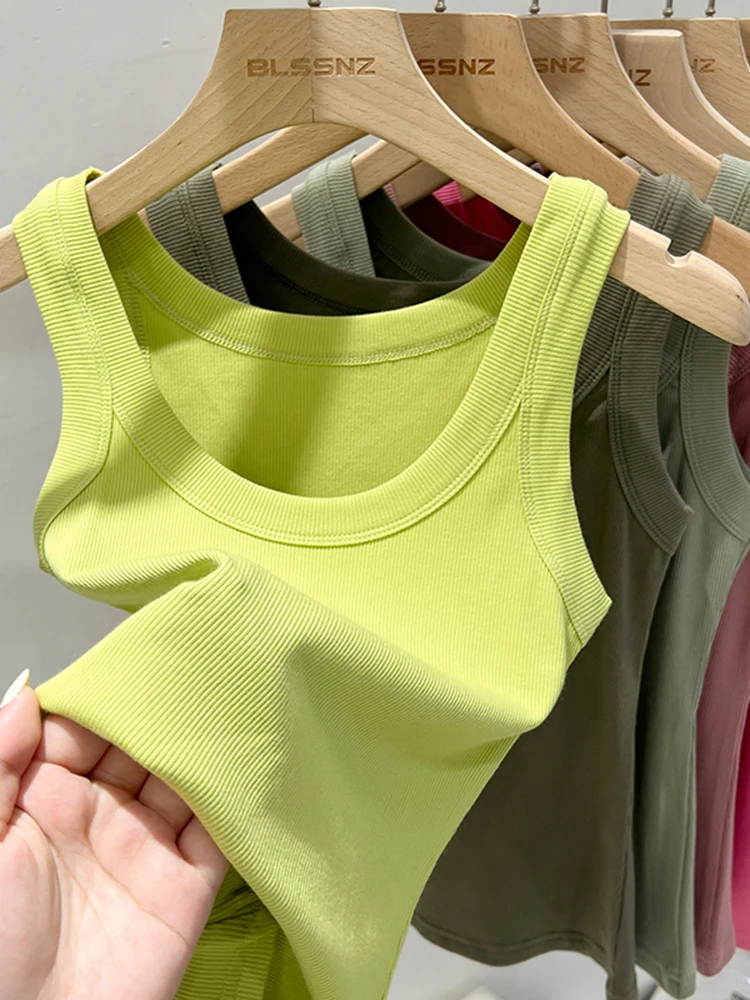 zjaiss Women Solid Round Neck Ribbed Tank Top Camisole Women 2025 Summer Basic Elastic Tank Top O Neck Solid Tank Top - Image 11