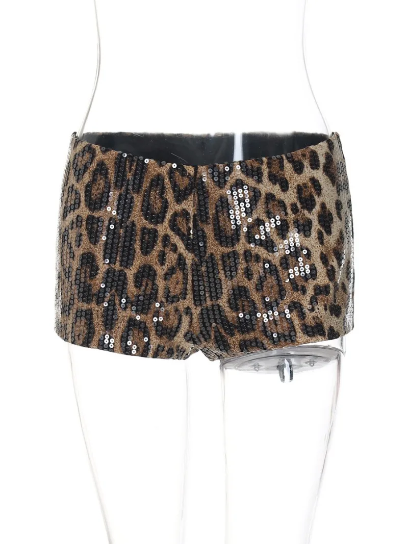 Sexy Chic Leopard Printed Super-short Night Club Shorts Women Fashion Skinny Sequins Short Pants Evening Party Outfit Streetwear - Image 5