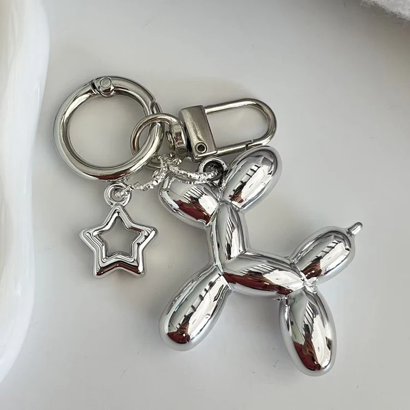 2024 Cute 3D Star Balloon Dog Keychain for Car Keys Iphone Accessories Trendy Heart Keyring Women Handbag Bag Pendant Key Chains - Image 5