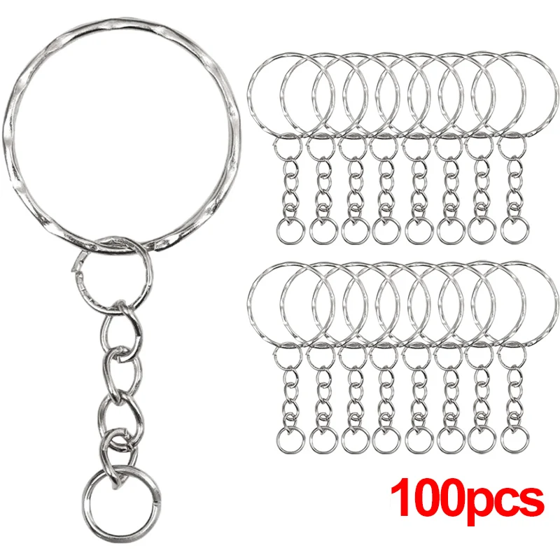 20/100pcs Metal Blank Keyring Keychain Split Rings Keyfob Key Rings Lobster Clasp Key Chain Key Pendant Stainless Steel Rings - Image 12
