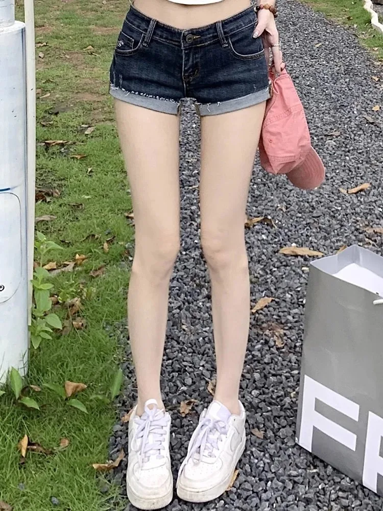 Summer New Women Korean Denim Shorts Pants Lady Low Waist Elastic Slim Fit Hot Pants Female Sexy Deep Blue Hip Wrapping Jeans - Image 4