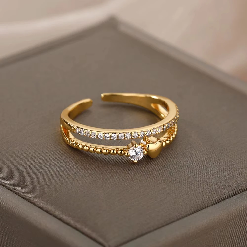 Luxury Zircon Geometric Rings For Women Stainless Steel Gold Color Open Ring Trendy Wedding Party Aesthetic Jewerly Gift Femme - Image 16