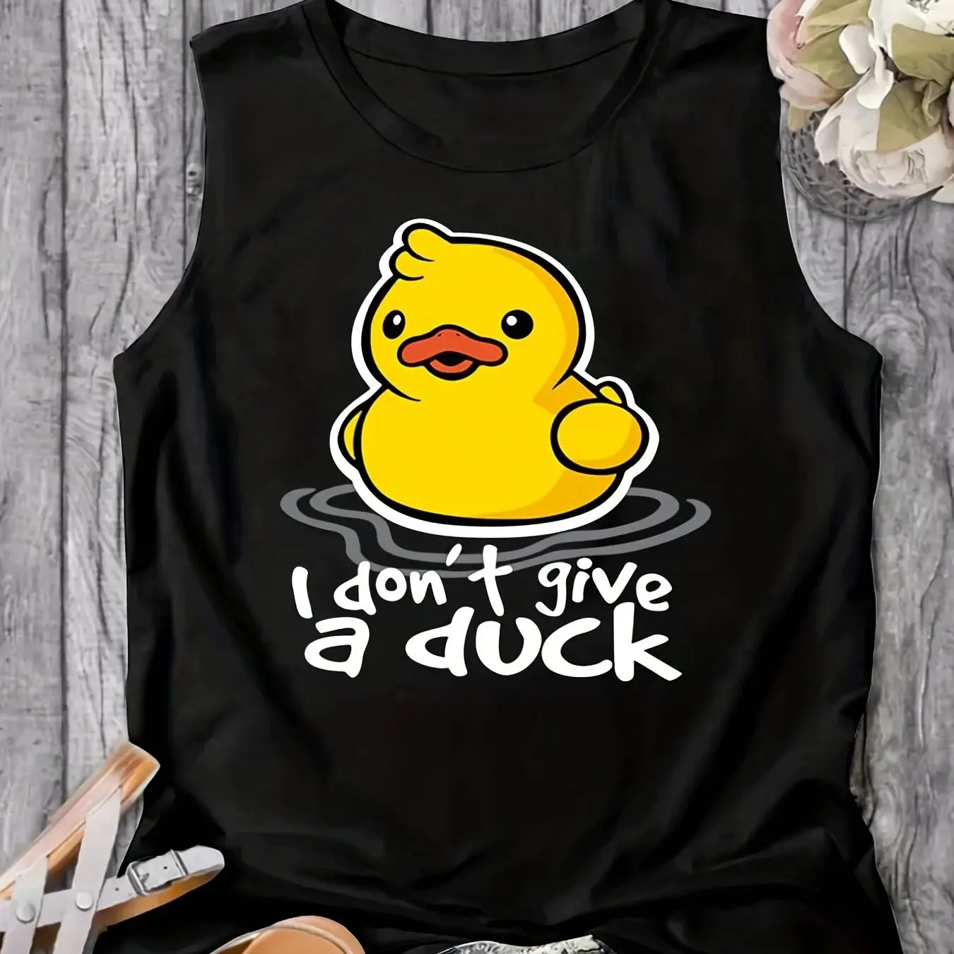 Women's Summer Cartoon Duck Print Large Casual Sleeveless Loose Tank Top T-shirt Streetwear Oversized O-Neck Vest - Image 6