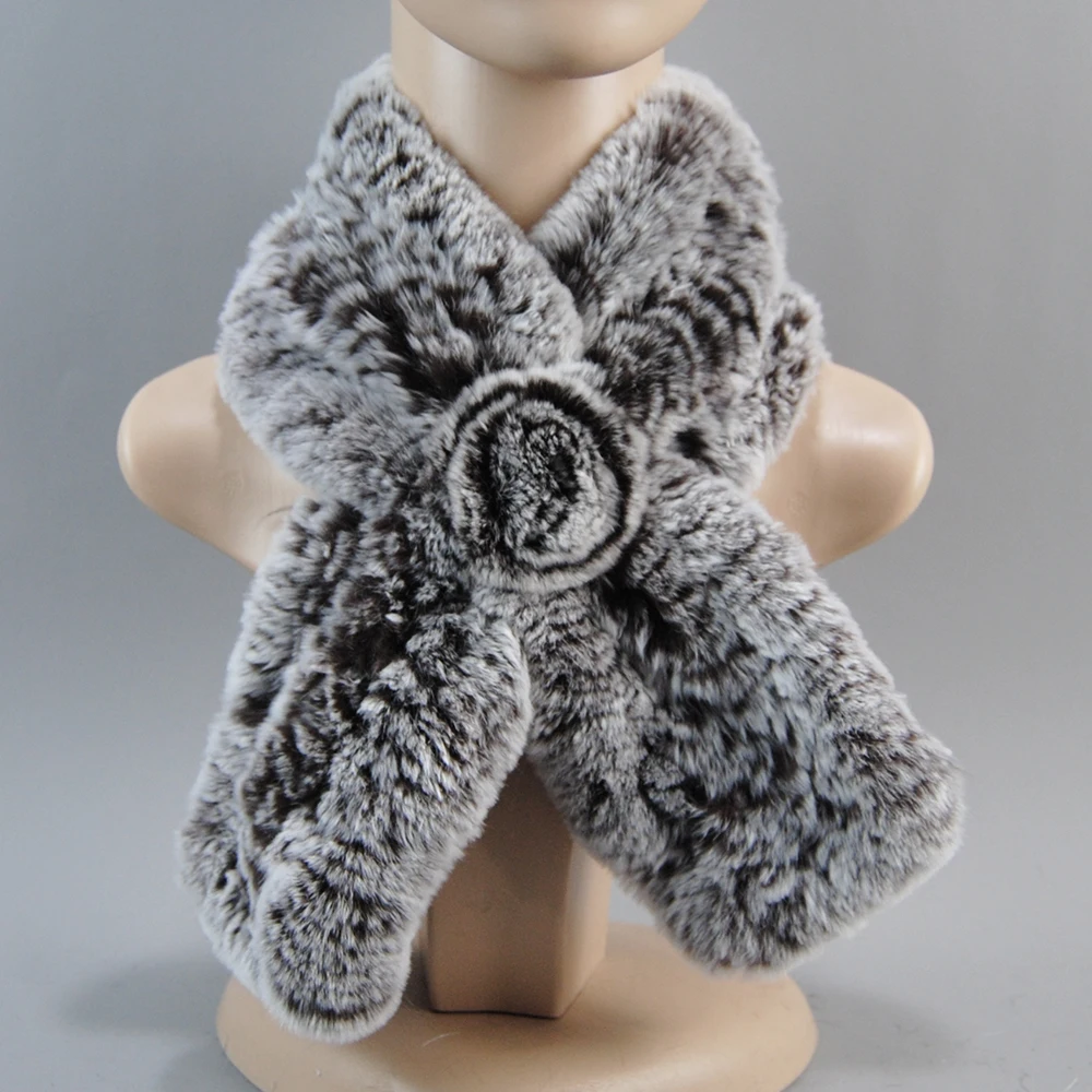 New Style Hand Knitted Real Natural Rex Rabbit Fur Scarf Women Winter Warm Rex Rabbit Fur Scarves Lady Soft Real Fur Neckerchief - Image 22
