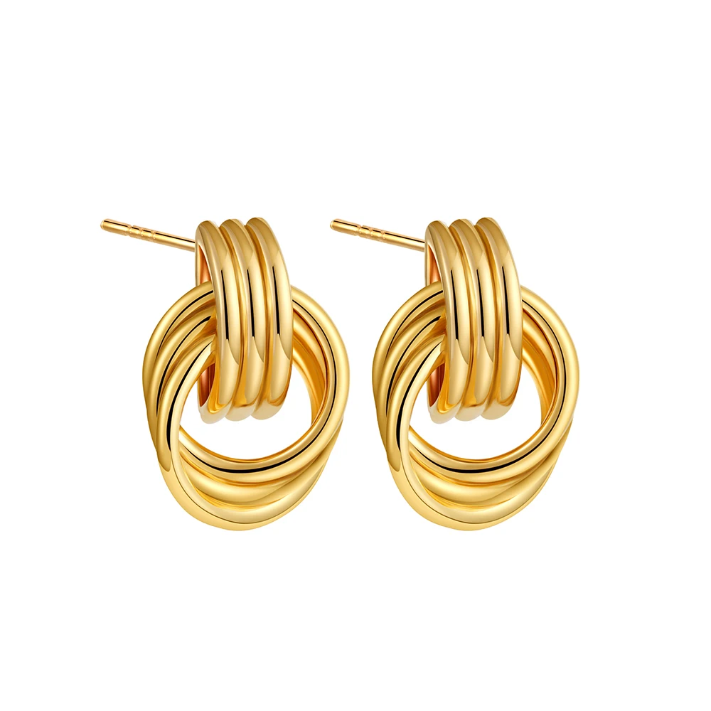 Vintage Texture Gold Plated Stainless Steel Earrings for Women Geometric Circle Twist Statement Earring Fashion Jewelry Bijoux - Image 7