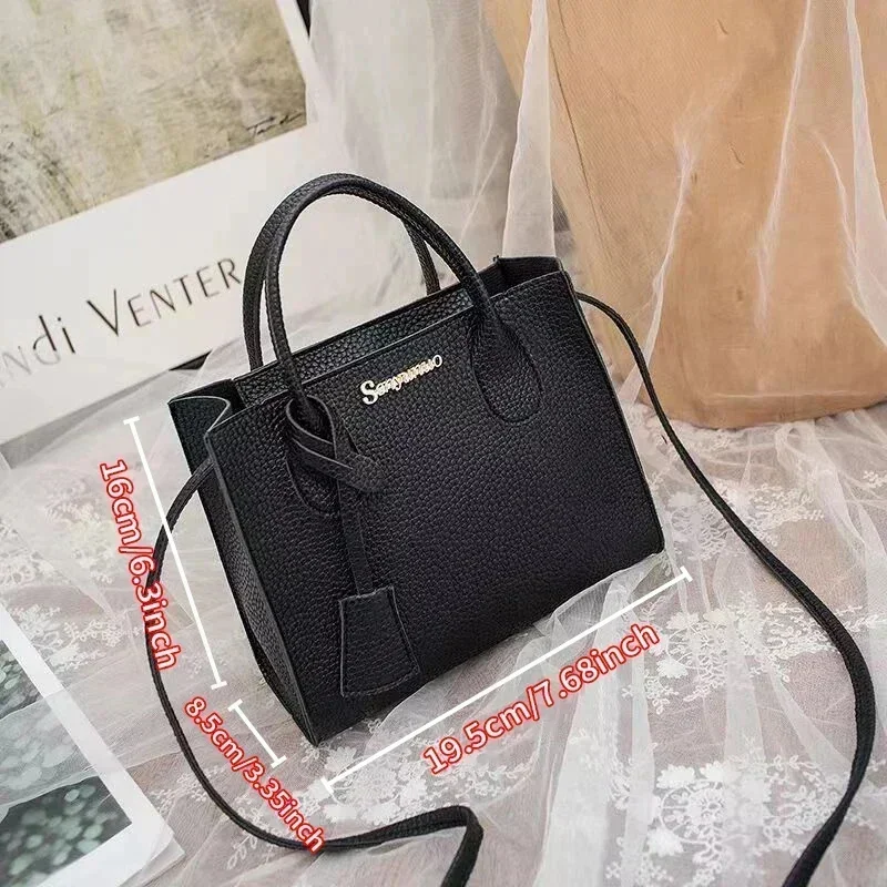 Solid Color Lychee Grain Ladies Handbags Single-shoulder Crossbody Handheld Triple-use Satchel Portable Leisure Bag - Image 6