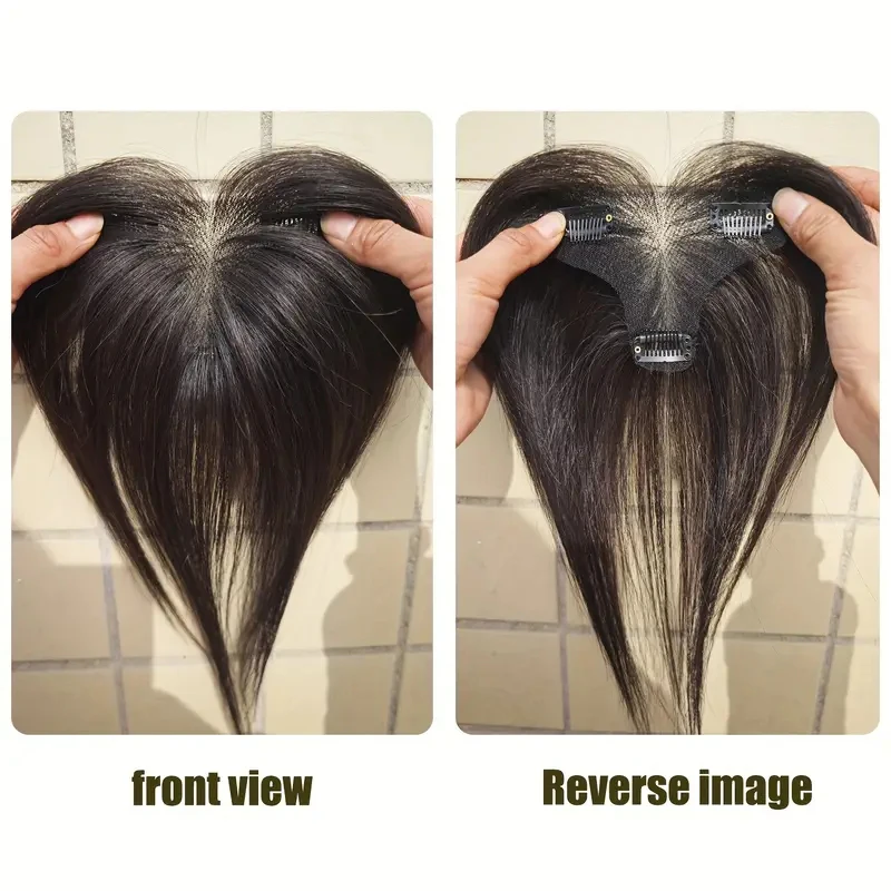 Elegant Women's Topper Real Human Hair Straight Full Coverage Ideal for Thinning Hair White Hair Coverage Beginner-Friendly - Image 4