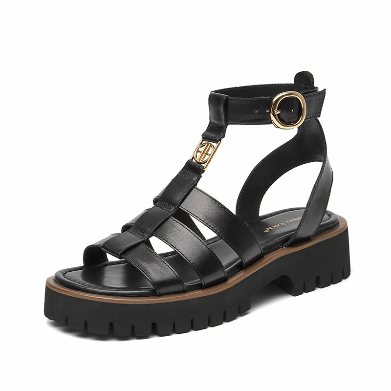 BeauToday Gladiator Sandals Women Genuine Leather Round Toe Ankle Metal Buckle Platform Summer Ladies Shoes Handmade 38215 - Image 10