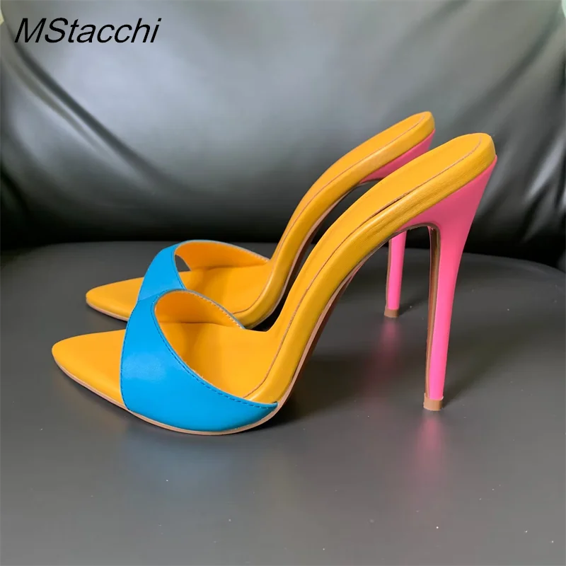Super-high Heel Slippers Women Shoes Summer Peep Toe Mixed Colors Stiletto Sandals Sexy Party Ladies Shoes Luxury Woman Pumps - Image 8