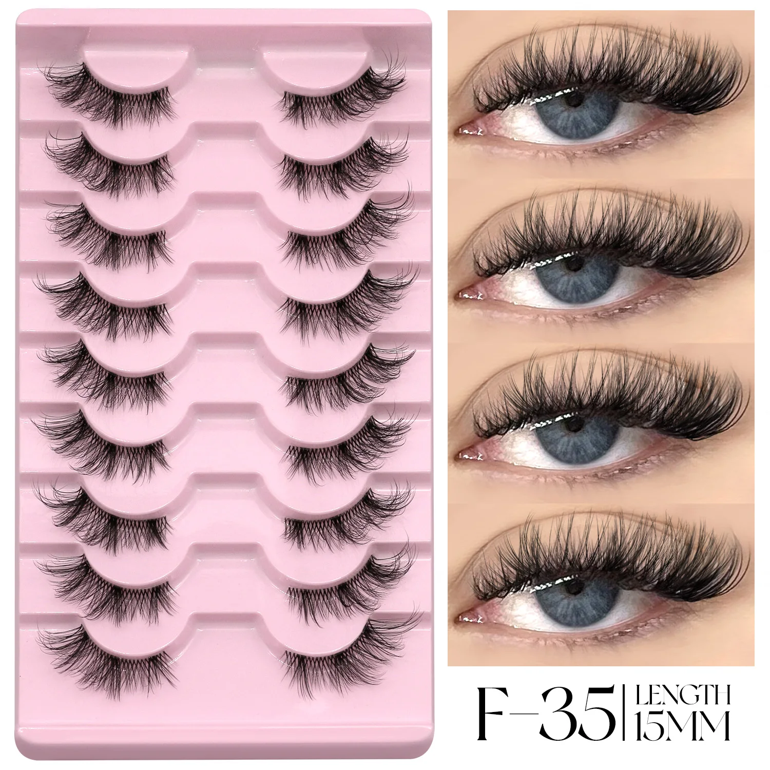 GROINNEYA Half Eyelashes Fluffy Cat Eye Lashes Style Natural Long 3D Faux Mink Lashes Winged End Eye Elongated Eyelash Extension - Image 10