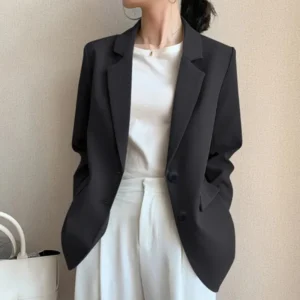 I DO: 01-05 00:14:45 Women Jacket New in Korean Fashion Small Suit Top Brown Suit Coat Clothes Loose Straight Temperament Slim B