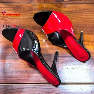 Fashion Color block Round Toe Slippers Women 10CM Summer Party Hig Heels Plus Size Europe and America Slip-on Thin Heel Sandals