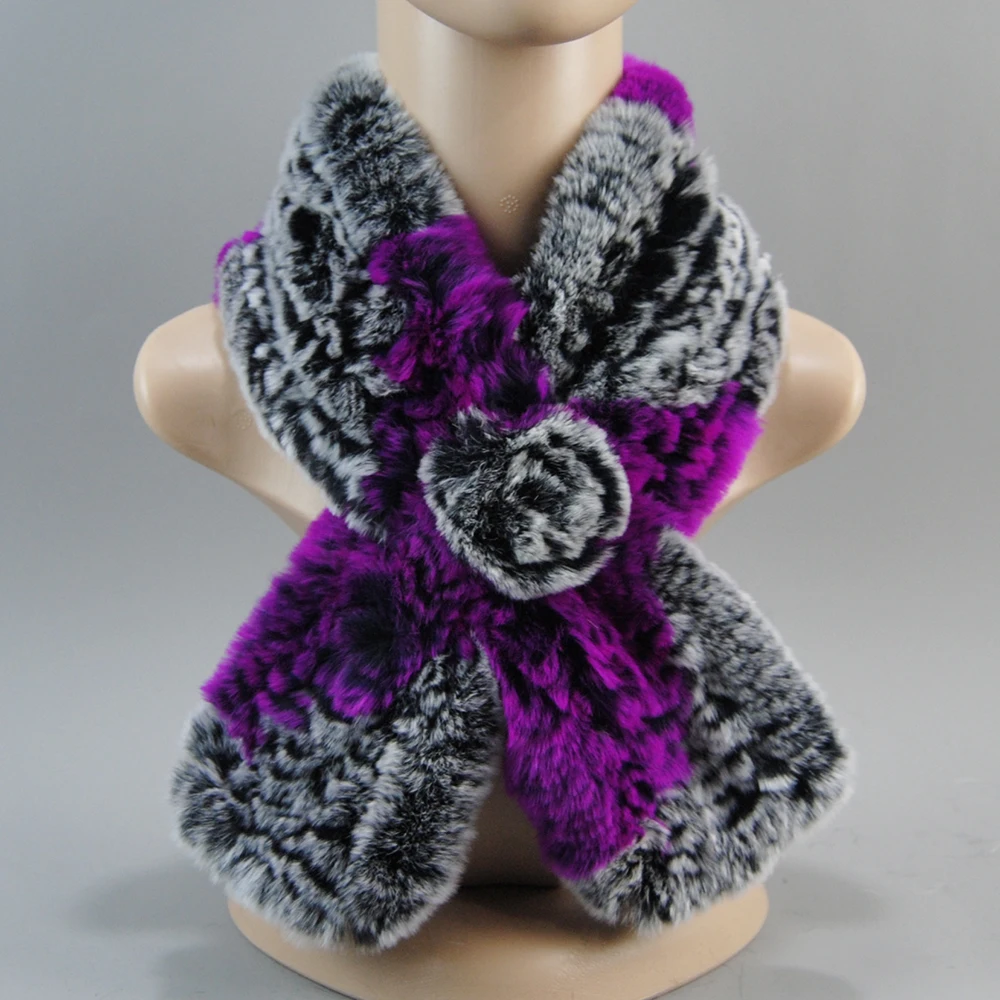 New Style Hand Knitted Real Natural Rex Rabbit Fur Scarf Women Winter Warm Rex Rabbit Fur Scarves Lady Soft Real Fur Neckerchief - Image 25