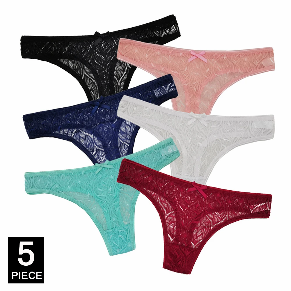 Ladies Sexy Lace Panties Women Thongs Breathable Low Waist Fashion G Strings Hollow Transparent Underwear Lingerie 5 pcs/lot - Image 9