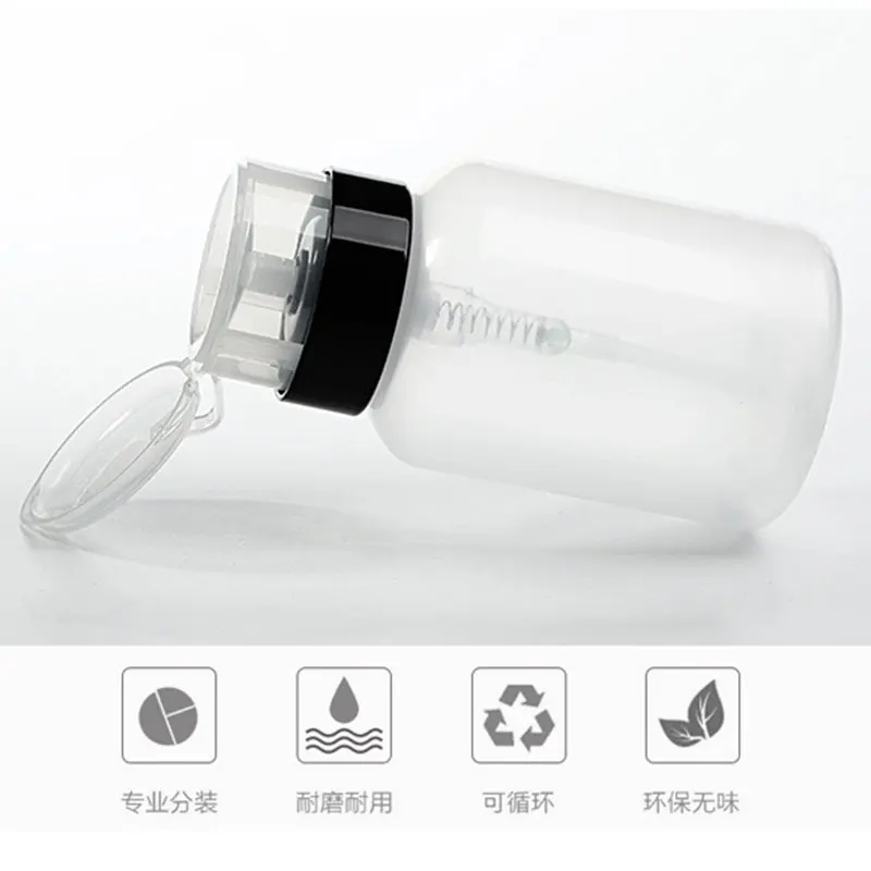 200ml Empty Pump Dispenser Refillable Polish Cleanser Remover Bottle UV Gel Nail Art Clean Liquid Acetone Bottle - Image 2