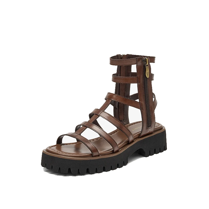 BeauToday Gladiator Sandals Women Genuine Leather Round Toe Ankle Metal Buckle Platform Summer Ladies Shoes Handmade 38215 - Image 9
