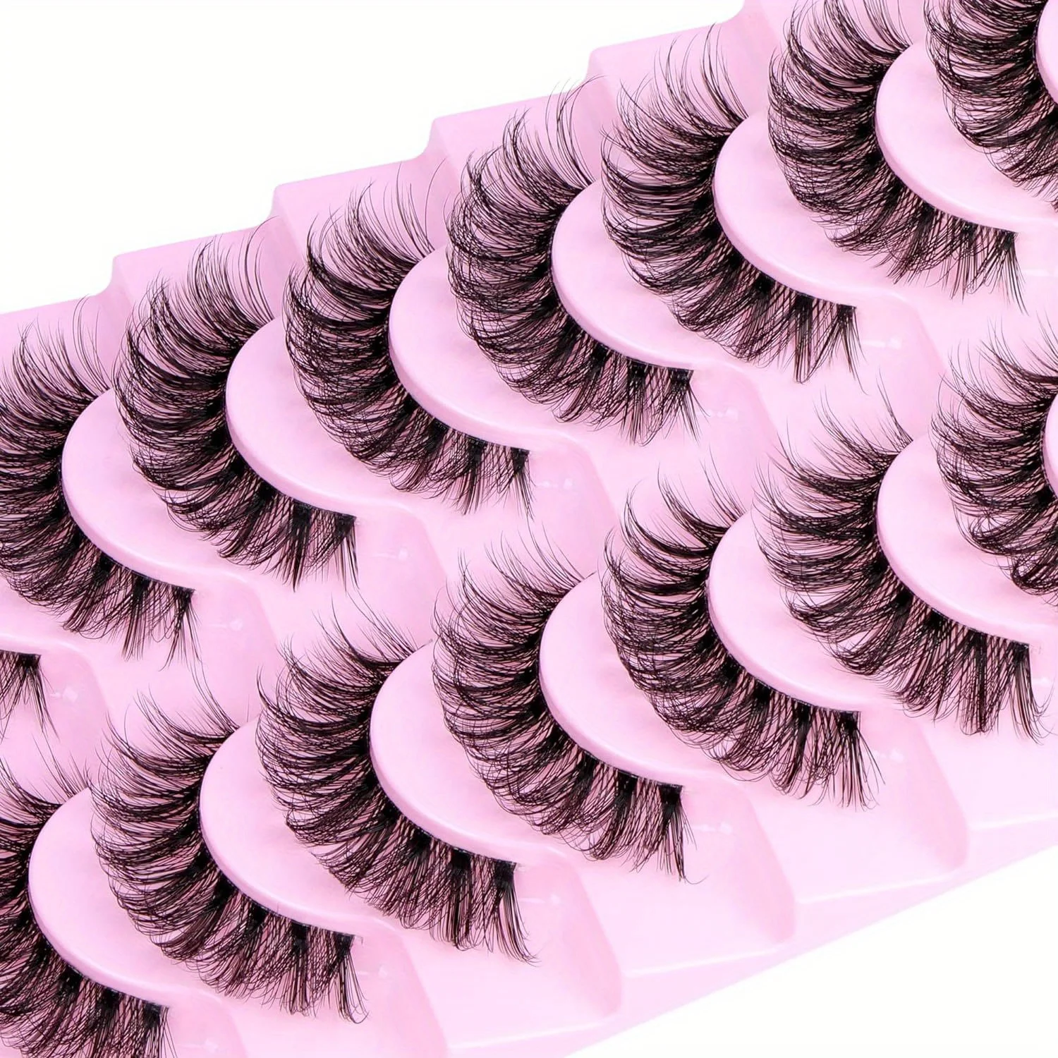 10 Pairs Natural Fluffy D Curl 3D Volume Wispy False Eyelashes with Clear Band - Soft, Lightweight, and - Reusable Lashes - Image 3