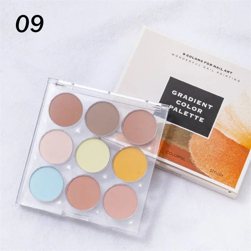 HNDO New Spring Summer 9 in 1 Case Solid Powder Gradient Powder Nail Glitter for Nail Art Decor Manicure Design Pigment Dust - Image 9