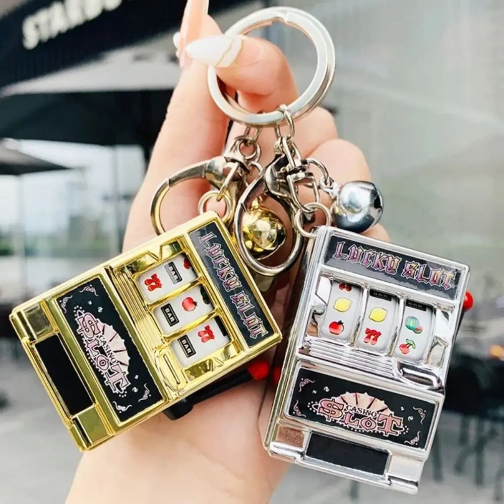 Mini Gambling Slot Machine Key Chains Creative Arcade Pocket Fruit Lucky Jackpot Gadget Antistress Toy Funny Games Keychain Ring - Image 4