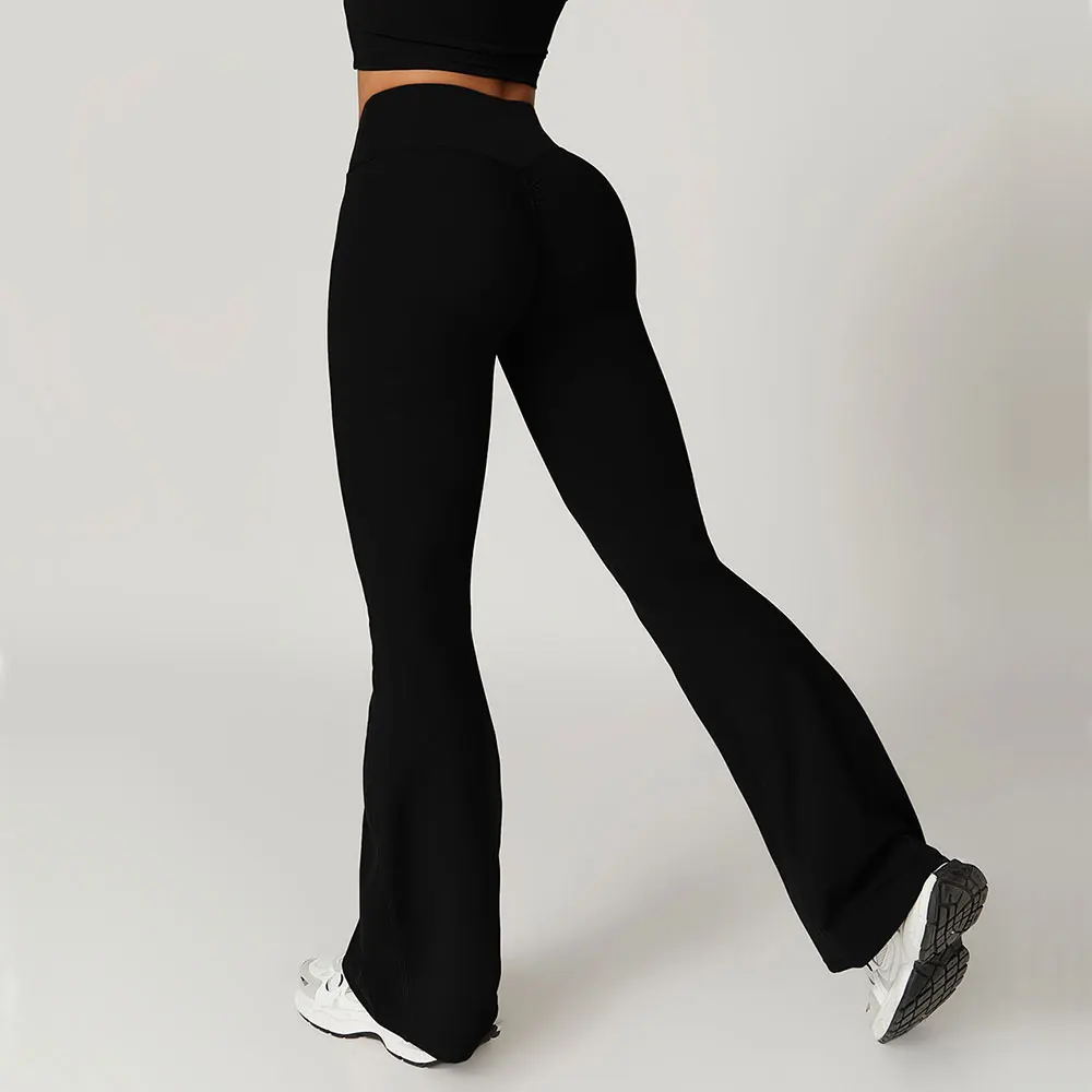 Belly Pants For Women Fitness Sport Bell Bottomed Leggings High Waist Elastic Yoga Leggings Gym Jogging Quick Dry Push Up Tights - Image 4