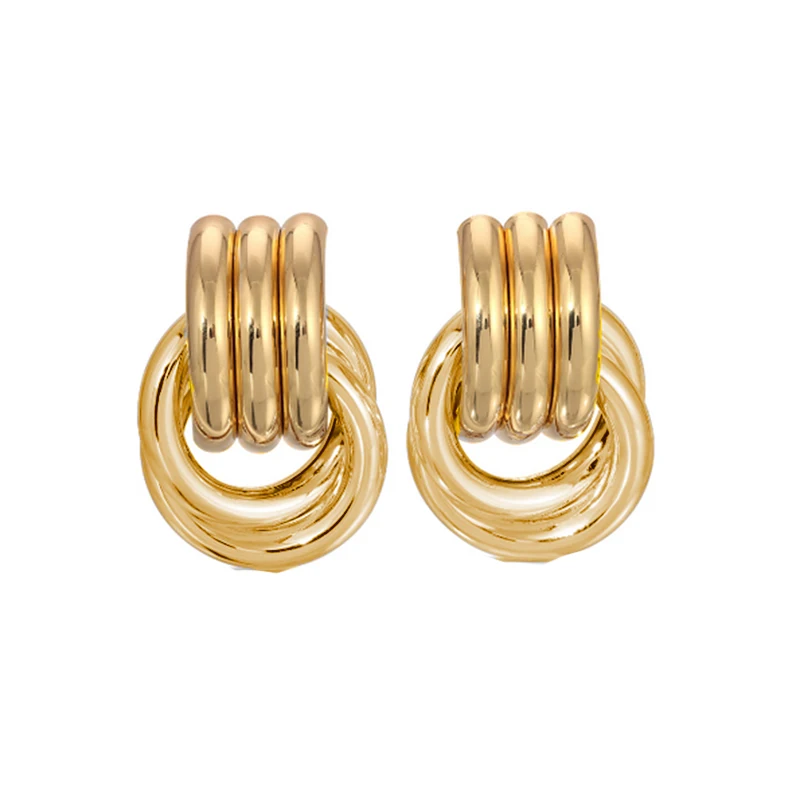 Vintage Texture Gold Plated Stainless Steel Earrings for Women Geometric Circle Twist Statement Earring Fashion Jewelry Bijoux - Image 24