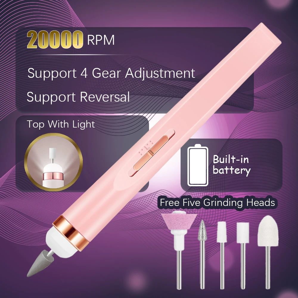 YIKOOLIN 5 in 1 Electric Nail Polish Drill Machine USB Charge Portable Manicure Set Exfoliation and Polishing for Nail Salon - Image 2