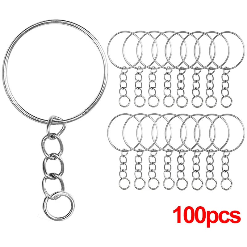 20/100pcs Metal Blank Keyring Keychain Split Rings Keyfob Key Rings Lobster Clasp Key Chain Key Pendant Stainless Steel Rings - Image 8