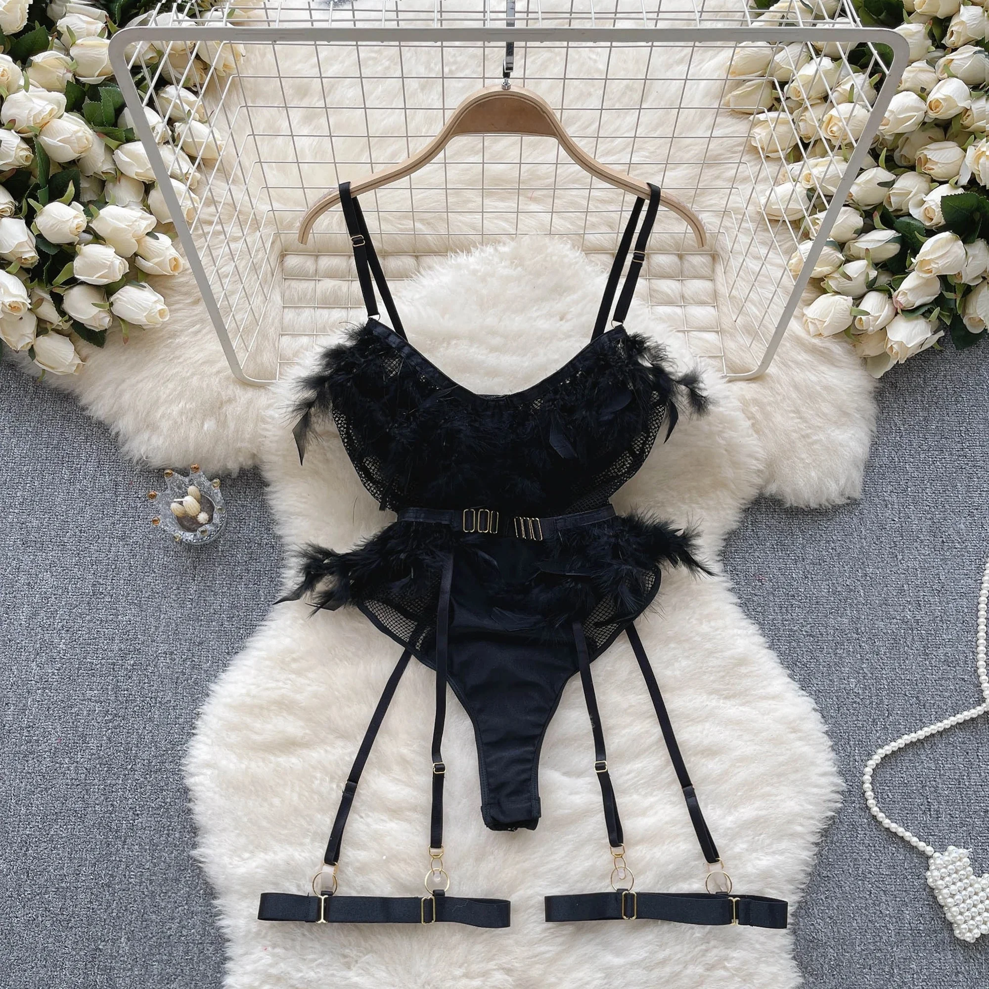 Women' Sexy Lace Camisole Slim Solid Color Sleeveless Bodysuit Erotic Lingerie V-Neck Ultra-Thin Pajamas Hollow Sheer Playsuit - Image 20