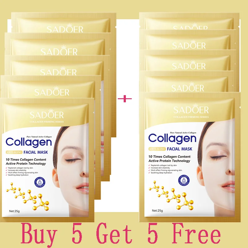 10PCS Collagen Anti Wrinkle Facial Mask Anti Aging Fade Fine Lines Firm Skin Moisturizing Brightening SkinCare Korean Cosmetics - Image 10