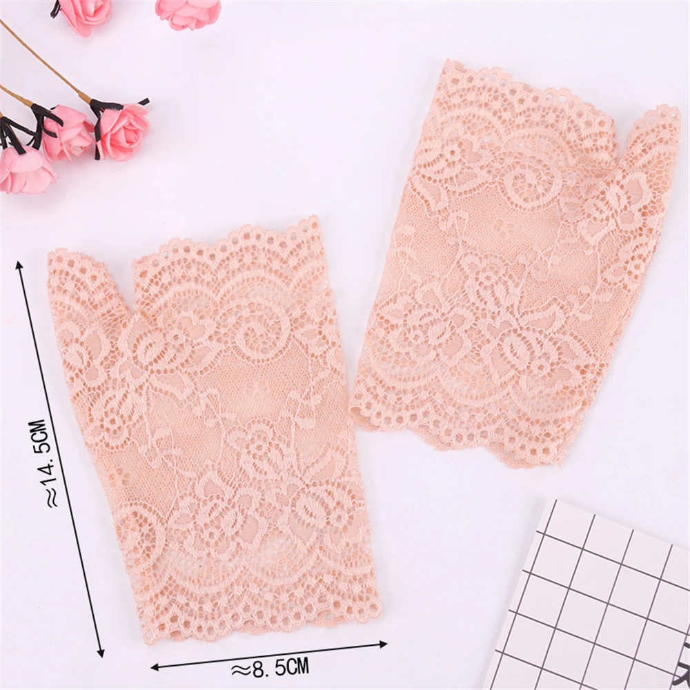 Women Short Lace Hollow-Out Fingerless Gloves Sun Protection Sleeves Mesh Thin Cycling Sexy Mittens Half Finger Handschoenen - Image 6