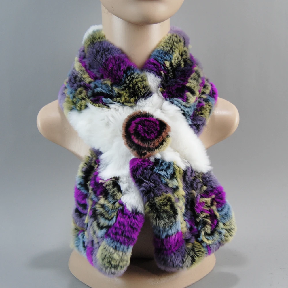 New Style Hand Knitted Real Natural Rex Rabbit Fur Scarf Women Winter Warm Rex Rabbit Fur Scarves Lady Soft Real Fur Neckerchief - Image 17