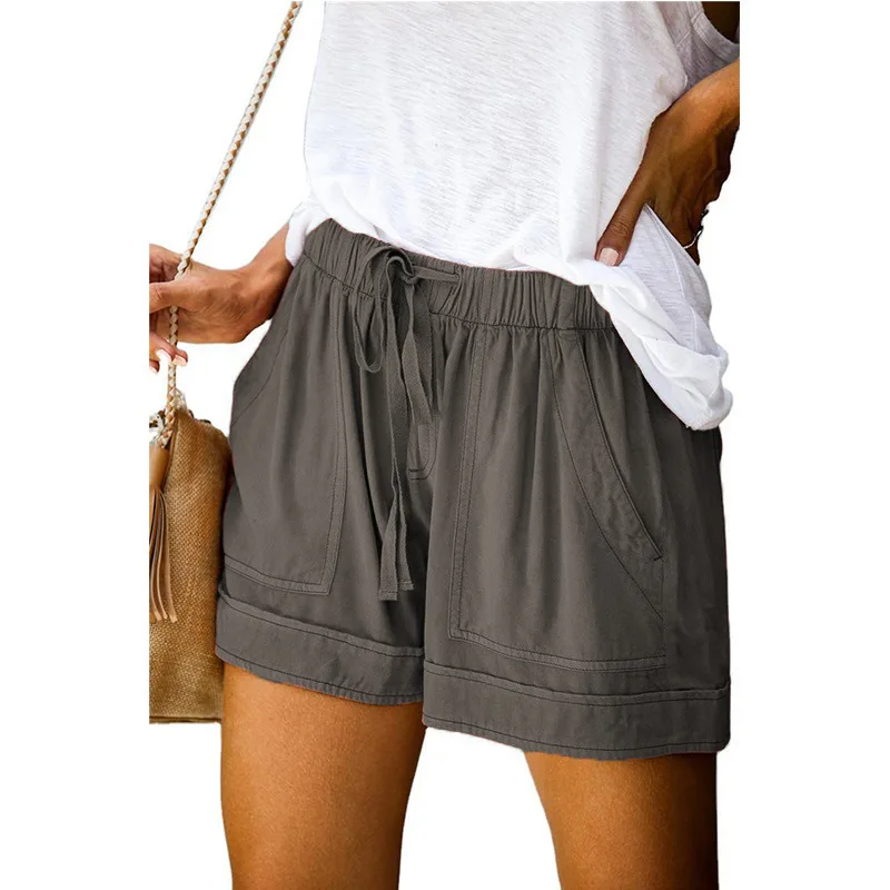 Casual Shorts for Women's 2023 Summer New European and American High Waisted Lace Up Loose Twill Wide Leg Pants - Image 10