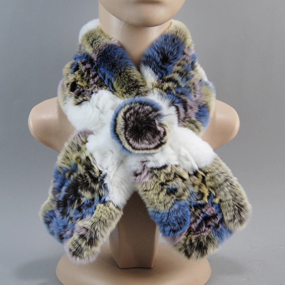 New Style Hand Knitted Real Natural Rex Rabbit Fur Scarf Women Winter Warm Rex Rabbit Fur Scarves Lady Soft Real Fur Neckerchief - Image 8