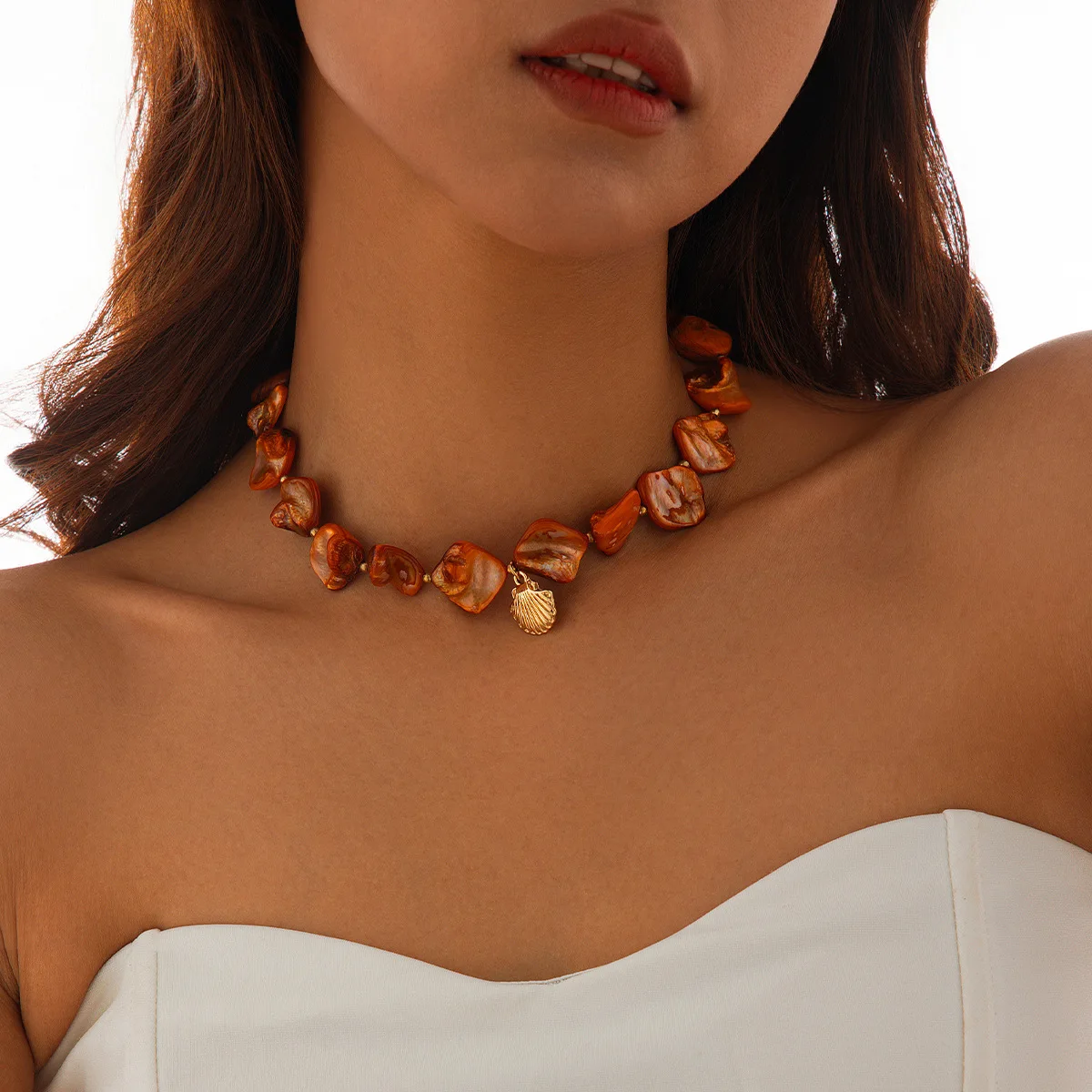 Retro Starfish White Shell Conch Pendant Necklace Women 2024 Simple Creative Colorful Stones Hand Woven beach Jewelry Girls - Image 12