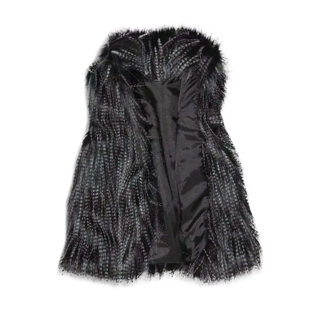 Ladies Vest Women Vest Faux Leather Fur Vest for Women Open Stitch Waistcoat Outerwear Fall Winter Fashion Outerwear for Cold - Image 4