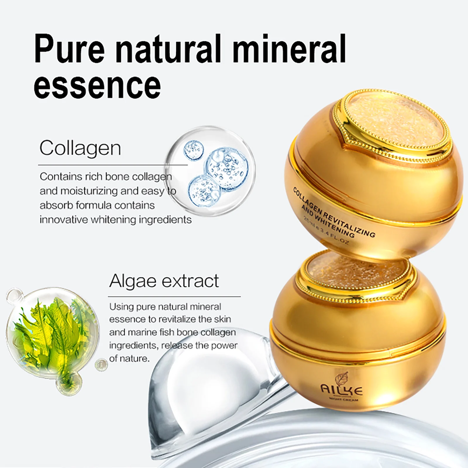 AILKE Whitening Face Care Set, Moisturizing, Brightening, With Collagen Vitamin C, Even Skin Tone, Suitable for Men and Women - Image 5