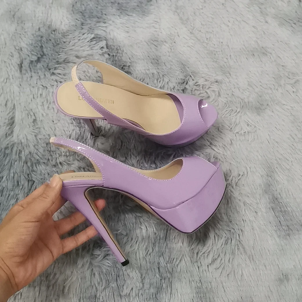 LOSLANDIFEN New 2025 Women Sandals Sexy 14CM Super High Heels Open Toe Platform Sandals Gladiator Party Dress Red Wedding Shoes - Image 2