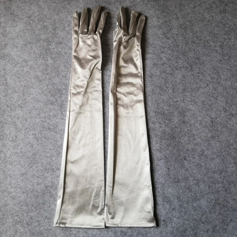 Women Long Solid Satin Soft Multicolor Ceremonial Gloves Drive Ride Dance Performance Sunscreen Cosplay Elasticity - Image 15