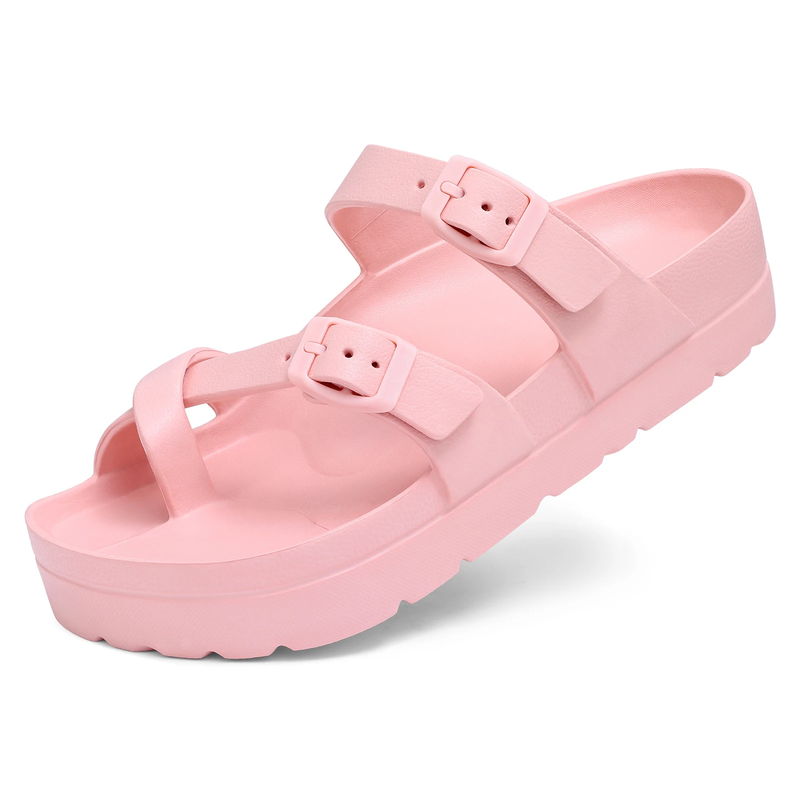 Bebealy Womens Platform Sandals with Arch Support Adjustable Buckle Beach Sandal Woman Comfort Lightweight Ultra Cushion Slides - Image 12