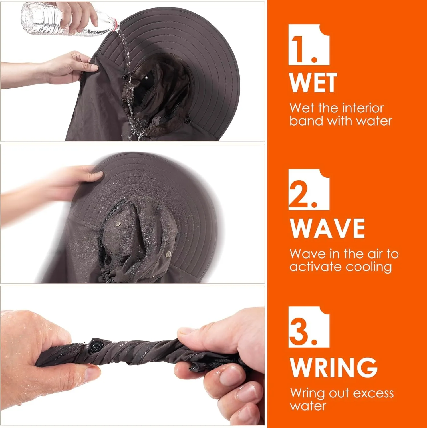 Mens Women Fishing Hat UPF 50+ Wide Brim Sun Hat with Face Cover & Neck Flap - Image 3