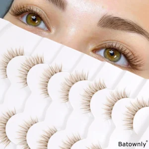 7 Pairs of Brown False Eyelashes C Curly Transparent Stem Natural False Eyelashes Are Suitable for Daily/festival
