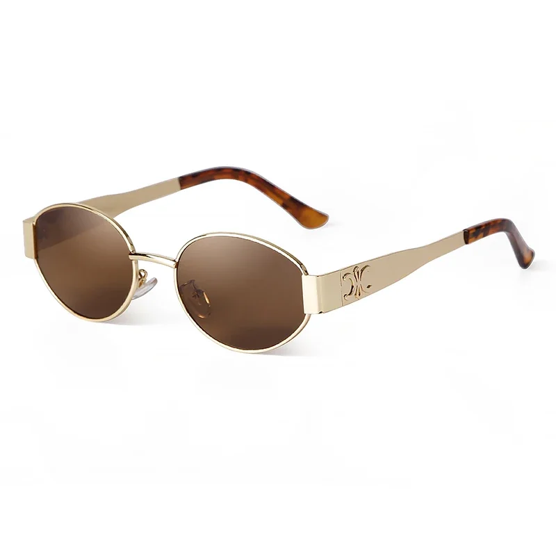 Retro Metal Frame Pilot Oval Sunglasses Women Men Brand Designer Vintage Round Sun Glasses Luxury 90s Green Lens Shades Male UV - Image 8