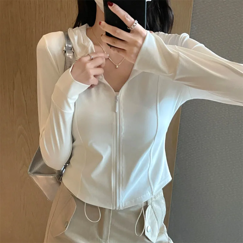 Summer Cool Ice Silk Sun Protection Clothing Women Outdoor Sports Hoodies Uv Protective Coat Female slim Breathable Crop Tops - Image 7