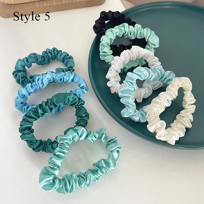 10-Piece Women's Pure Color Satin Large Scrunchie Daily Simple Rubber Hair Bands Set Skinny Ponytail Holder Hair Accessories - Image 9