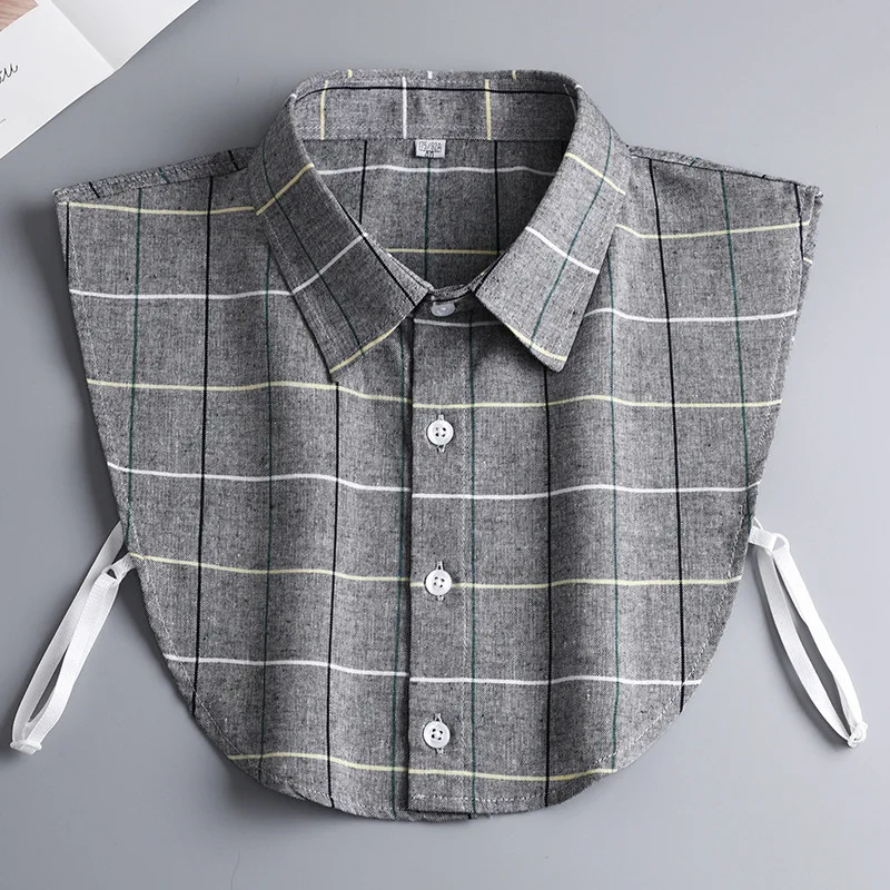 Men's Pure Cotton Plaid Shirt Pointed Collar Leisure Non Ironing Shirts Fake Collar Apparel Accessories Ties for Men - Image 4