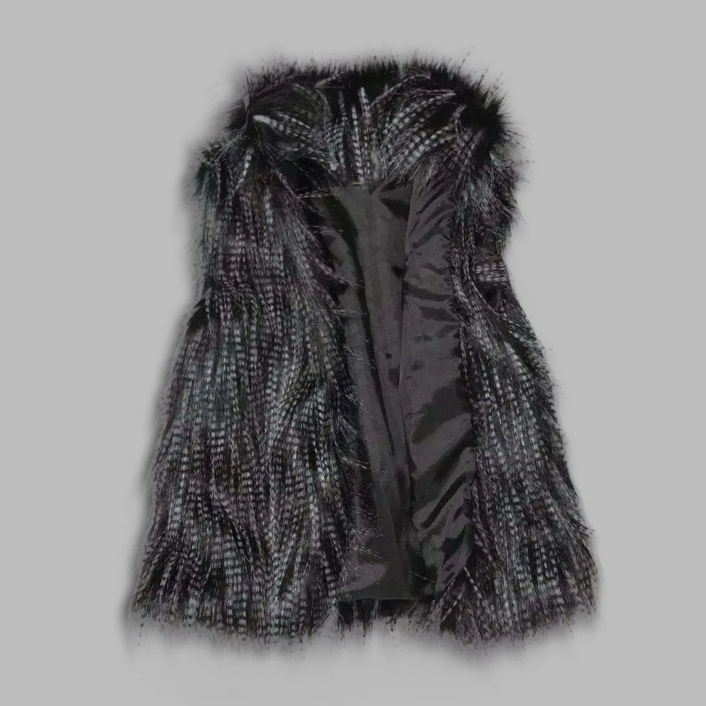 Ladies Vest Women Vest Faux Leather Fur Vest for Women Open Stitch Waistcoat Outerwear Fall Winter Fashion Outerwear for Cold - Image 8
