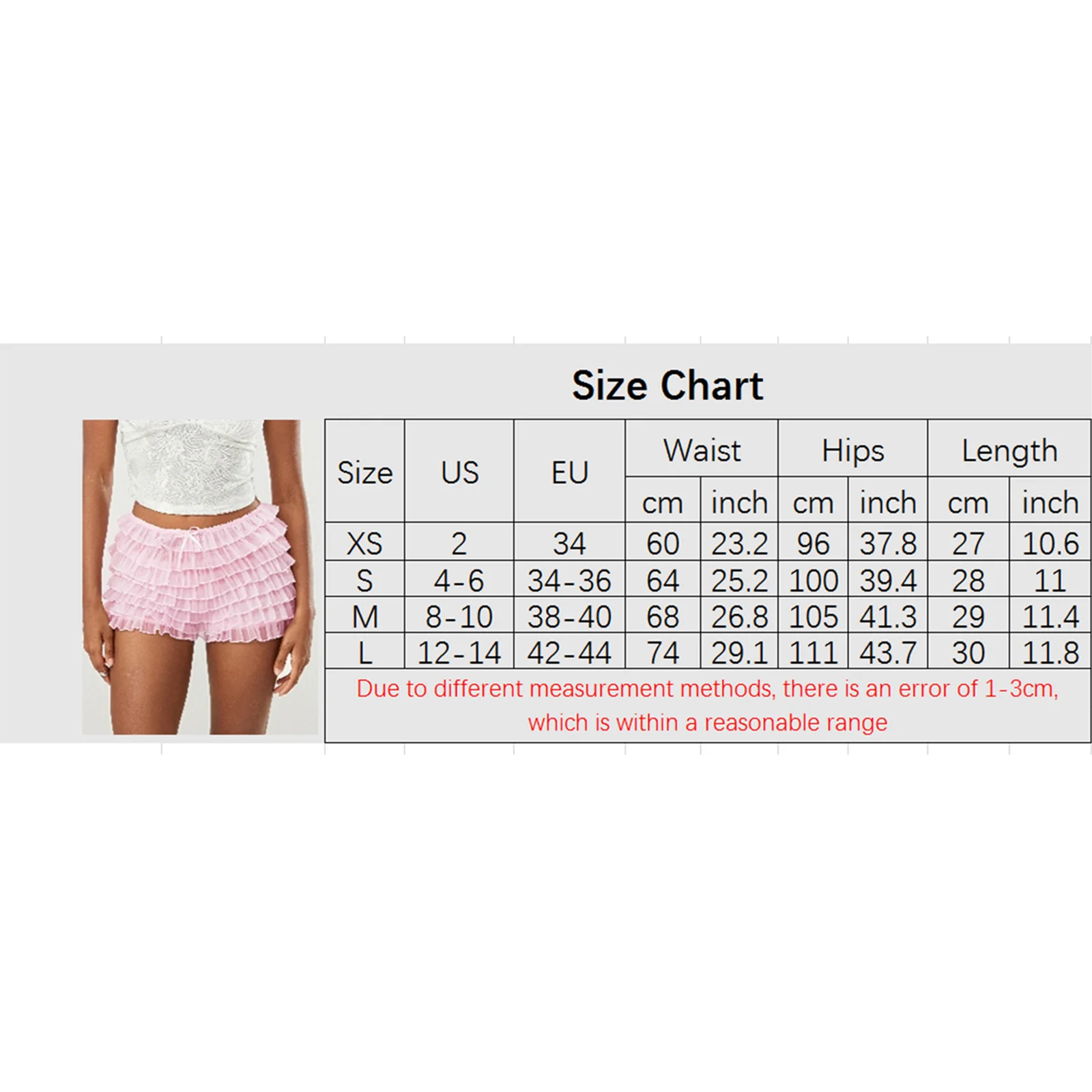 Women's Summer Ruffled Frilly Shorts Solid Color Multi-Layer Mesh Short Pants Sweet Cute Bloomers - Image 6