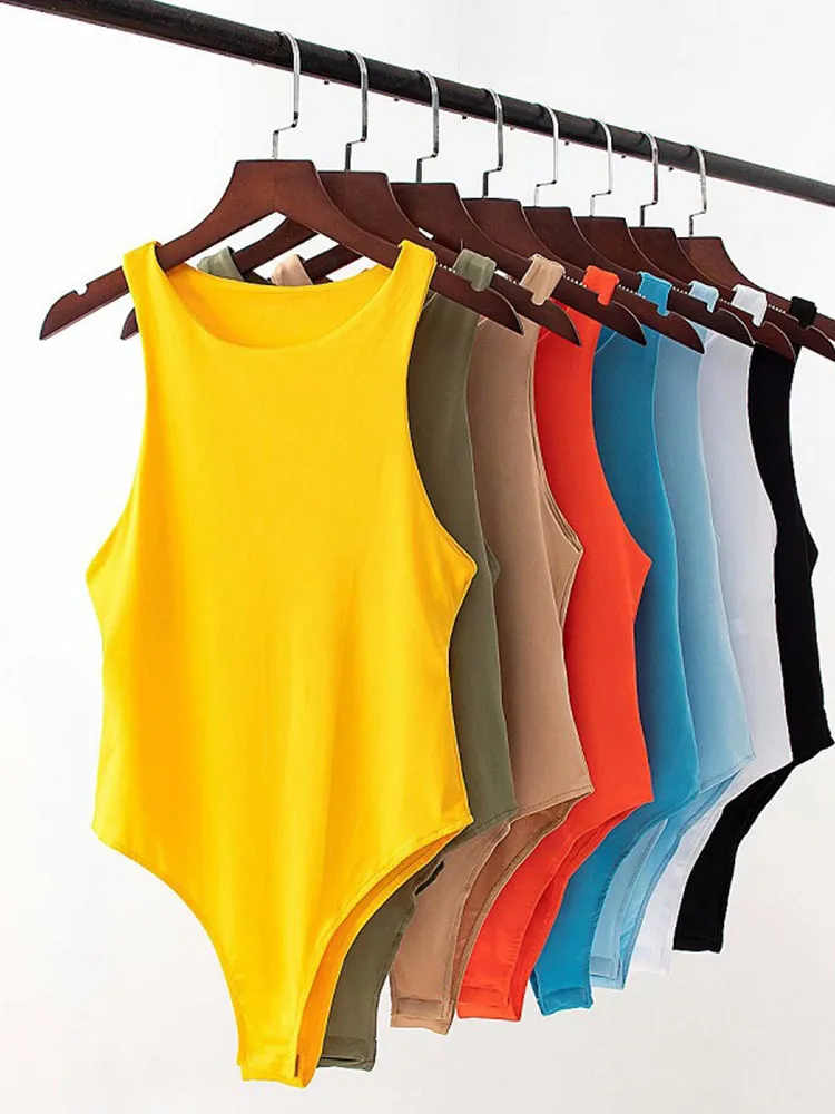 2025 summer solid sexy bodycon women bodysuits female 8 color green slim casual bodysuit chic lady club short playsuits femme - Image 2
